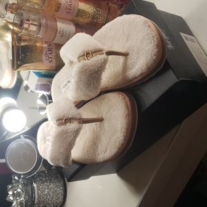 Coach fur flip flops